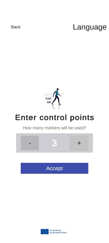 Enter control points screen asking how many markers will be used, set to 3